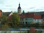 Laucha an der Unstrut, Blick auf die Huser am Wehr 