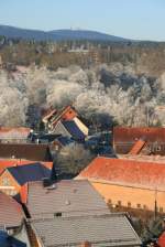 Blick vom Kahlenberg ber Elbingerode/Harz zum Brocken; 30.12.2008