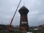 Montage der Laterne ist vollendet 28.4.09  www.wasserturm-halberstadt.de