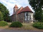 Rietzel, evangelische Dorfkirche, sptromanische Feldsteinkirche, erbaut im 13.