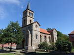 Gerwisch, evangelische Kirche, erbaut 1840, klassizistischer Saalbau mit einem quadratischen Westturm (11.08.2025)