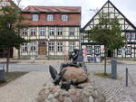 Arneburg, Gnselieselbrunnen und Fachwerkhuser in der Breite Strae (08.07.2025)