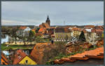 Blick vom Dom auf die Stadtinsel, das historische Zentrum von Havelberg mit der Stadtkirche St.