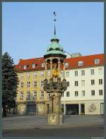 Vor dem Rathaus von Magdeburg befindet sich der Magdeburger Reiter, ein im 13.