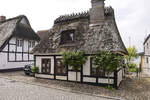 Fachwerk- und Reetdachhaus in Maasholm an der Schlei (Angeln).