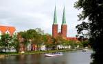 Lbeck, Blick von der Possehlbrcke ber die Trave zum Dom.