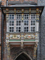 Der Renaissance-Erker des Rathauses von Lübeck.