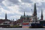 LBECK, 22.09.2018, Altstadt-Skyline, von der Trave aus gesehen