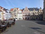 Erfurt, historische Gebude am Fischmarkt (10.04.2023)