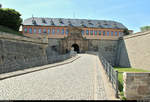 Blick auf den Eingang zur Zitadelle Petersberg in Erfurt, eine barocke Festung aus dem 17.