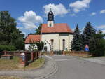 Gauern, evangelische Kirche, gotische Saalkirche, Umbau 1721 durch den Patronatsherrn Hans Dietrich von Creutz (25.06.2023)