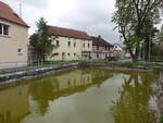 Neundorf, Fachwerkhuser am Dorfteich (29.04.2023)