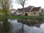 Piesigitz, Fachwerkhuser am Dorfteich (29.04.2023)