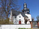 Linda, evangelische Dorfkirche, romanische Saalkirche, schiefergedeckte Haube von 1822 (30.04.2023)