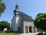 Korbuen, evangelische Kirche, erbaut ab 1322, romanischer Chorturm, Langhaus umgebaut 1834 (24.06.2023)