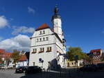Eisenberg, historisches Rathaus von 1576 am Markt (22.10.2022)