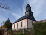 Breitenhain, evangelische Kirche, rechteckige Saalkirche mit Walmdach, erbaut 1746 (22.10.2022)