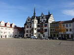 Saalfeld/Saale, Rathaus am Marktplatz, erbaut von 1529 bis 1537 (17.10.2022)