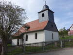 Rödelwitz, evangelische Dorfkirche, romanische Saalkirche mit Dachreiter, erbaut ab 1194 (22.04.2023)