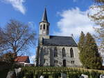 Dreiigacker, evangelische Kirche zur Barmherzigkeit Gottes, erbaut 1863 (26.02.2022)