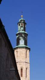Turm der Kornmarktkirche, die heute als Museum zum Deutschen Bauernkrieg genutzt wird.
