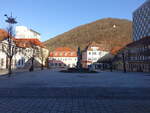 Suhl, Waffenschmid Brunnen am Marktplatz (27.02.2022)