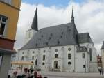 Stadtkirche Sankt Peter und Paul in Weimar, der im Volksmund als Herderkirche bezeichnete Bau, gesehen vom Herderplatz am 23.