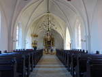 Svendborg, Innenraum der Liebfrauen Kirche, Kanzel von 1597 (06.06.2018)