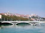 Frankreich, Rhne-Alpes, Rhne, Lyon, Pont Wilson ber den Rhne, Sicht auf Lyon am rechten Rhne Ufer, vom Pont de la Guillotire aus nach Norden gesehen, 06.04.2005