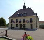 Blotzheim, das alte Rathaus bestand bis 1986, wird heute als Gemeindehaus genutzt, Aug.2015