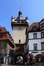Schlettstadt (Selestat), der Neuturm oder Uhrturm, geht zurück auf die 1280 erbaute Stadtbefestigung, Juni 2014