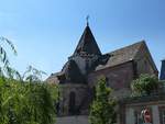 Straburg, die katholische St.Stephans-Kirche im romanisch-gotischen Stil, stammt aus der Zeit um 1200, Aug.2016