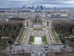 Paris, Aussicht auf den Jardin du Trocadero mit Musee de la Marine und Theatre de Chaillot (30.03.2018)