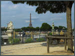 Blick vom Jardin des Tuileries in Richtung Eiffelturm.