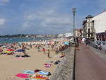 Saint-Jean-de-Luz, Ausblick auf den Strand Grand Plage (26.07.2018)