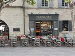 Das Restaurant Terroirs an der Place aux Herbes in Uzs am 17.10.23.