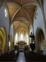 Lauzun, gotischer Innenraum in der Pfarrkirche Saint-Etienne (23.07.2018)