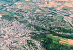 Alte Luftaufnahme von Limburg an der Lahn mit Dom und Autobahn A 3 - Sommer 1986