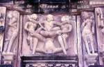 Der Khajuraho-Tempel mit erotischen Darstellungen aus dem 10.