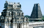 Gopurams des Tempels von Srirangam in Tiruchirappalli.