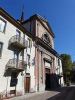 Cuneo, Pfarrkirche San Sebastiano, erbaut 1431 in der Via di Borgo (03.10.2018)