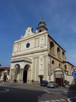 Candelo, Pfarrkirche San Lorenzo, erbaut von 1675 bis 1696, Fassade erbaut 1788 durch Carlo Francesco Aureggio (05.10.2018)