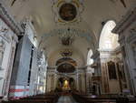 Borgo Valsugana, barocker Innenraum der Pfarrkirche della Nativita, erbaut ab 1698 durch Bernardo Pasquali (17.09.2019)