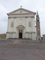 Crespano, Dom San Marco, erbaut von 1735 bis 1762, Campanile von 1910 (17.09.2019)