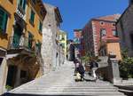 Labin, historische Huser in der Strae des 1.