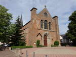 Mertzig, Pfarrkirche Saint-Etienne in der Rue Principale (22.06.2022)