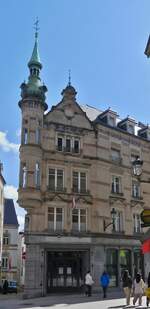 Schne Eckfassade am Ende der Grouss Gaas (Grand Rue) in der Stadt Luxemburg.