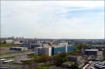 Panorama der Stadt Luxemburg aufgenommen von einer Feuerwehrleiter am Tag der offenen Tr in Hollerich am 27.04.08.