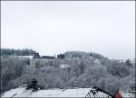 Das Schloss von Wiltz war am frhen Morgen des 07.04.08 von einer leichten Schneedecke berzogen.