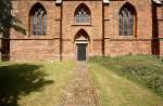 Ausschnitt von der Backsteinkirche Stefanuskerk in Beilen in den Niederlanden.